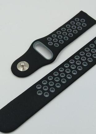 Силиконовый ремешок sport nike style для xiaomi amazfit bip / lite / 20 мм черный / серый 1674p
