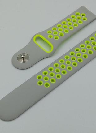 Силиконовый ремешок sport nike style для xiaomi amazfit bip / lite / 20 мм серый / желтый 1674p