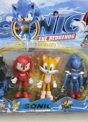 Набор фигурок соник, фигурки sonic, майлз, соник, шедеу, наклз, еми... 6шт.