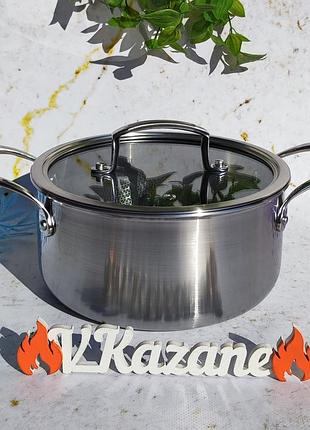 Кастрюля-казан из нержавеющей стали 5.4 л 24см maestro mr-3504-20 казан для индукционной плиты с крышкой
