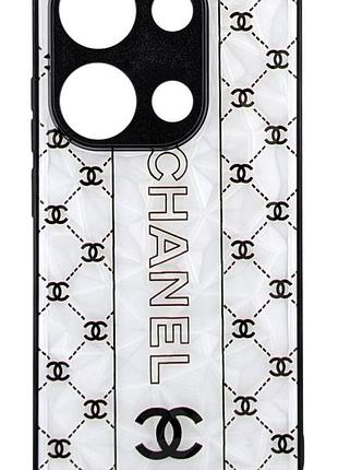 Чехол prisma brand для poco m6 pro 4g бампер белый стеклянный рисунок chanel