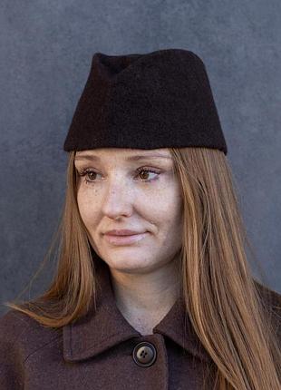 Пилотка из шерсти d.hats коричневого цвета