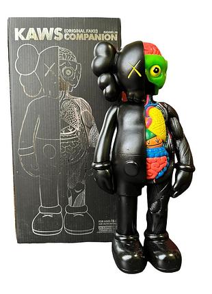 Статуетка kaws anatomy black 37 см фігурка для інтер'єру kaws anatomy black колекційна дизайнерська іграшка чорна
