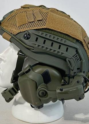 Комплект шолом олива wendy pe nij iiia + навушники earmor m31/m32 + кавер + кріплення чебурашки