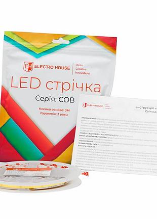 Led лента 10вт 24в cob 320 диодов янтарный, серия cob, гарантия 3 года