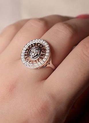 Кольцо серебряное 925 с золотыми пластинами 375 versace