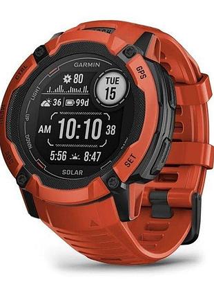 Gps смарт-часы garmin instinct 2x, solar, flame red