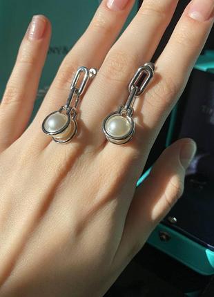 Tiffany тіффані сережки з перлами, срібло, упаковані в мішечок