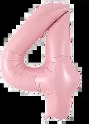 Фольгированная цифра 4 розовая, 30" (76 см)