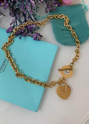 Подвеска цепь на шею тиффани / подвеска tiffany с сердцем / упакована в мешочек