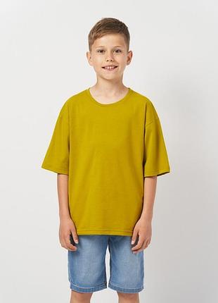 Футболка однотонная свободная оверсайс базовая смайл тайм oversize smiletime оливовый, 170