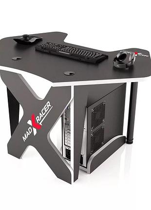 Кутовий геймерський стіл cnc mebli серія pilot gtc12 чорний + білий ширина 126 см