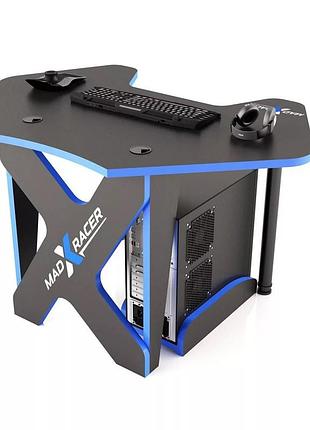 Кутовий геймерський стіл cnc mebli серія pilot gtc12 чорний+ синій ширина 126 см