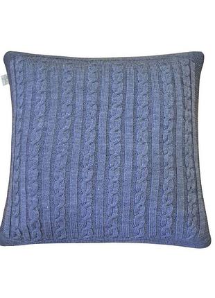 Наволочка вязаная soft косы синий меланж (020) 45х45 см (011699)