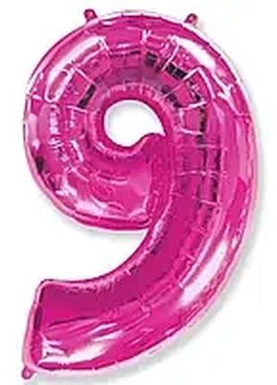 Фольгированная цифра “9” — фуксия, 40" (100 см), flexmetal