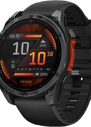 Gps смарт-годинник garmin fenix 8 47mm, amoled, glass/ss, slategray steel/black, blkbnd