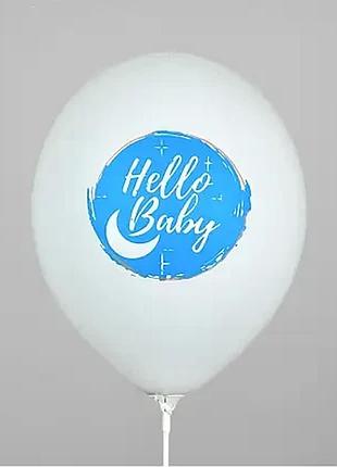 Повітряна кулька 12" hello baby - місяць на блакитному