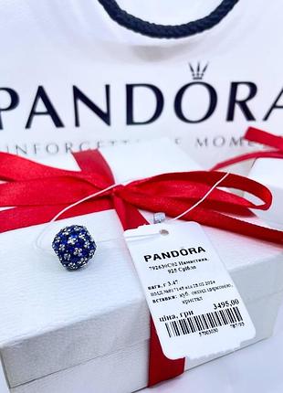 Срібний шарм підвіска намистина пандора pandora 792630c02 синє блискуче паве срібло s925 ale нове