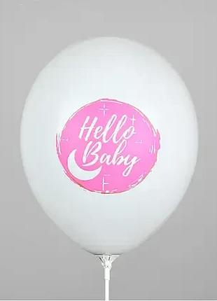 Повітряна кулька 12" hello baby - місяць на рожевому