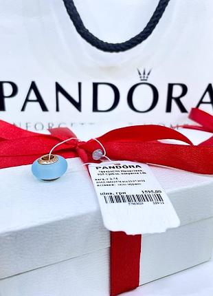 Срібний шарм намистина пандора pandora 789420c00 муранське скло синій срібло рожеве золото ale met нове