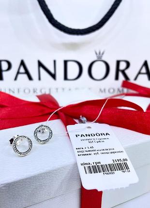 Срібні сережки пандора pandora 290585cz блискучий коло кільця кола срібло проба s925 ale нове
