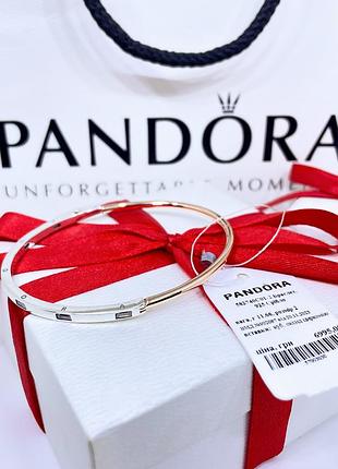 Срібний браслет пандора pandora 582740c01 двоколірний i d з паві срібло рожеве золото проба s925 ale