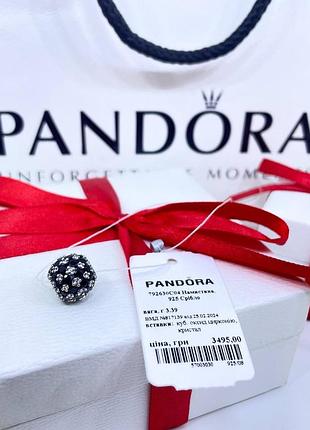 Срібний шарм підвіска намистина пандора pandora 792630c04 чорне блискуче паве срібло s925 ale нове
