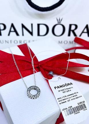 Срібне намисто кулон кольє пандора pandora 397436cz з логотипом і паве каміння срібло s925 ale нове