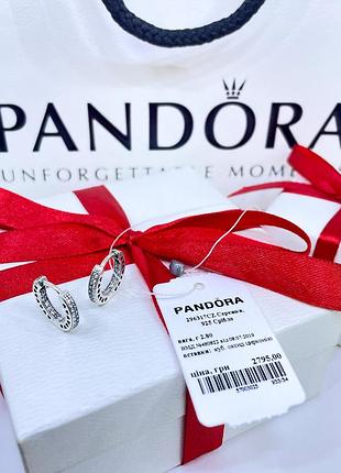 Срібні сережки пандора pandora 296317cz серця худі круги кільце камінь срібло проба s925 ale нове