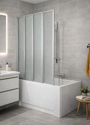 Душова шторка vivia tiffani p 110×140 см, гармошка, сатиновий профіль, матове скло