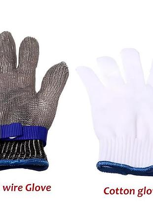 Кільчужна рукавичка resteq s з нержавіючої сталі, рукавички від порізів, захисні порізостійкі 5