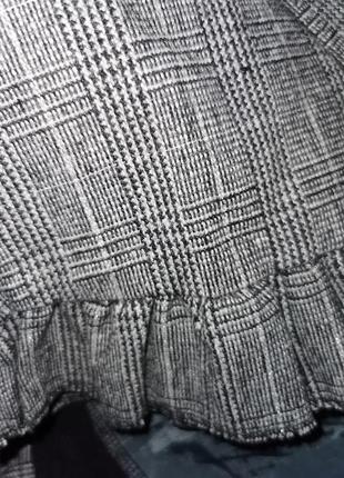 Юбка шерстяная шерсть в клетку с поясом люрекс рюшей расклешенная миди5 фото