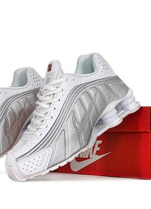 Shox r4 white silver women's