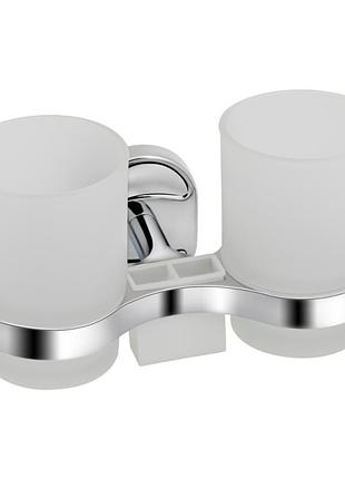 Стакан с держателем lidz oreo 0402 двойной настенный (матовое стекло) ldore0402crm22164 chrome