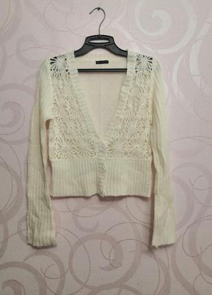 Білий короткий кардиган
