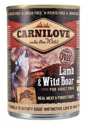 Корм влажный carnilove dog k консервы для собак с ягненком и кабаном 400 г