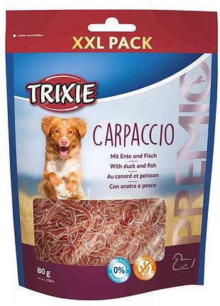 Лакомство для собак trixie premio carpaccio xxl утка и треска 80г без глютена для дрессировки премиум