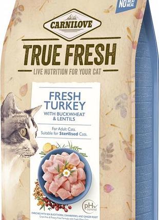 Сухой корм для взрослых котов carnilove true fresh cat turkey с индейкой 1.8 кг