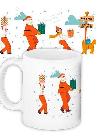 Кружка с принтом santa's workshop 330 мл