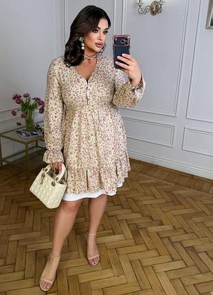 Жіноча сукня зі штапелю в квітковому принті батал великий розмір різні кольори