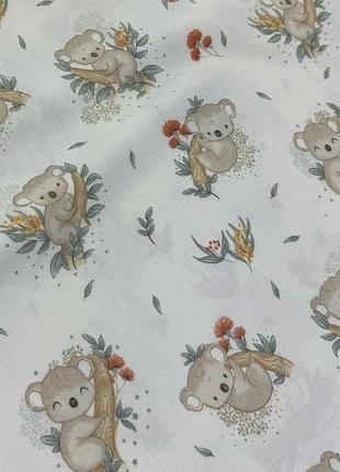 Тканина фланель дитяча начос набивна 240 см дрібні бежеві панди для постільної білизни