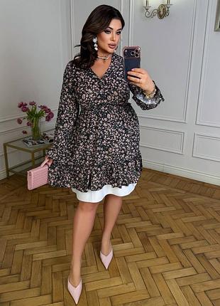 Жіноча якісна сукня зі штапелю в квітковому принті різні кольори та розміри