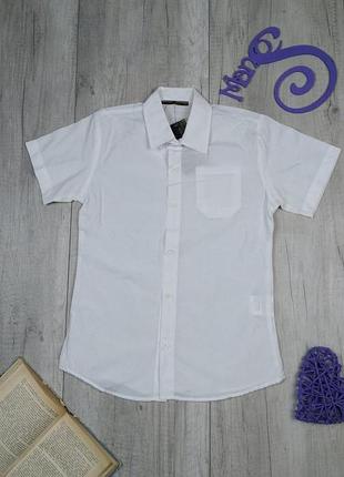 Школьная рубашка для мальчика blueland летняя с коротким рукавом белая размер 140 (10 лет)