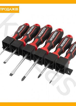 Набор отверток 6 ед storm intertool для профессионалов и домашних мастеров с магнитным наконечником и