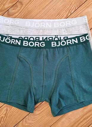 Боксеры для мальчика björn borg, 2 штуки, рост 158-164, цвет зеленый, серый