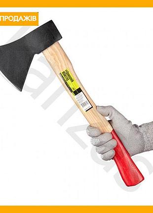 Сокира 1000 г intertool з дерев'яною ручкою для заготівлі дров та оброблення деревини рубальний інструмент
