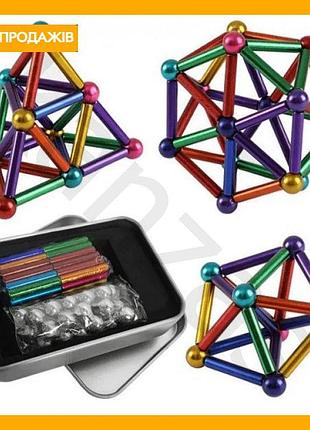 Магнитный конструктор neo 64 детали разноцветный для детей и взрослых антистресс игрушка для развития моторики