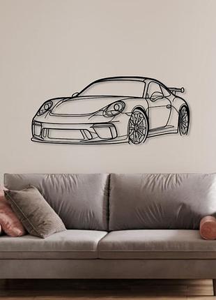 Авто porsche 911 gt3 front, декор на стену из металла 100см