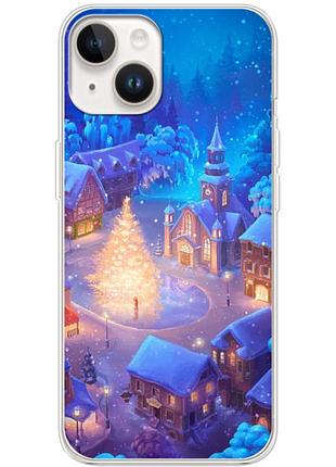 Чехол силиконовый с картинкой на iphone 14 plus (новогодний)