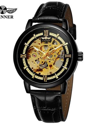 Forsining 8173 all black-gold leather